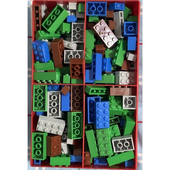 LEGO Red & Blue Storage Box With LEGOS, 2 Small Base and 1 Large Base EUC LOT - Picture 7 of 8